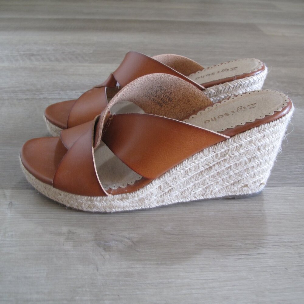ZIGI SOHO Cognac Espadrille Wedge Sandals - Picture 3 of 10